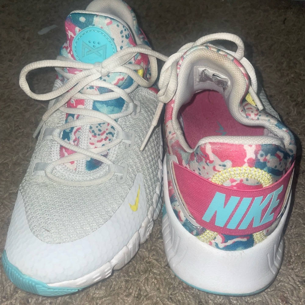 Nike White and Pink Sneakers with Breathable Mesh